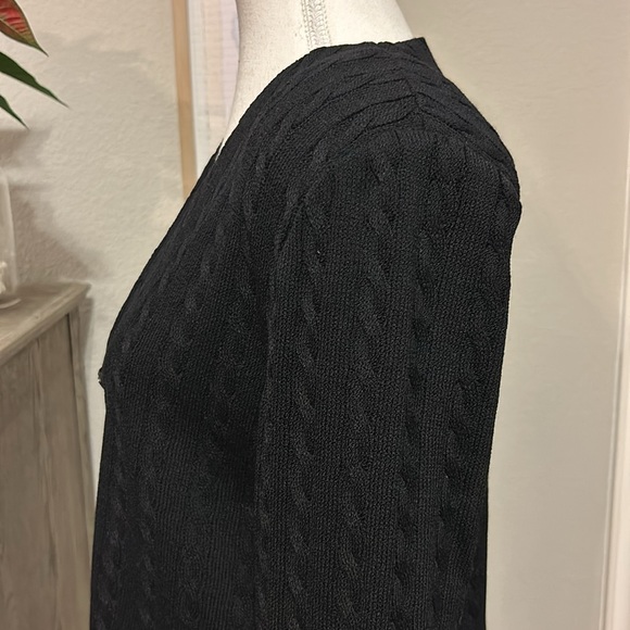 St John Collection by Marie Gray | Black Cable Knit Button Down | 8 - Picture 9 of 17